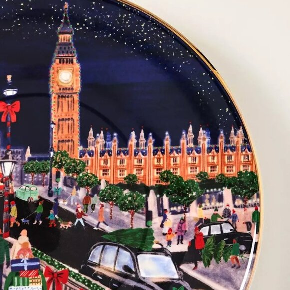 Anthropologie Holiday In The City Dessert Plate London 2025 Stoneware New - Picture 3 of 7
